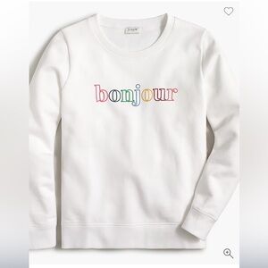 NWOT J.Crew Factory Rainbow Bonjour Graphic Sweatshirt